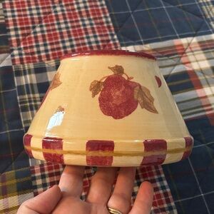 Source Unknown Red and Cream Candle Holder